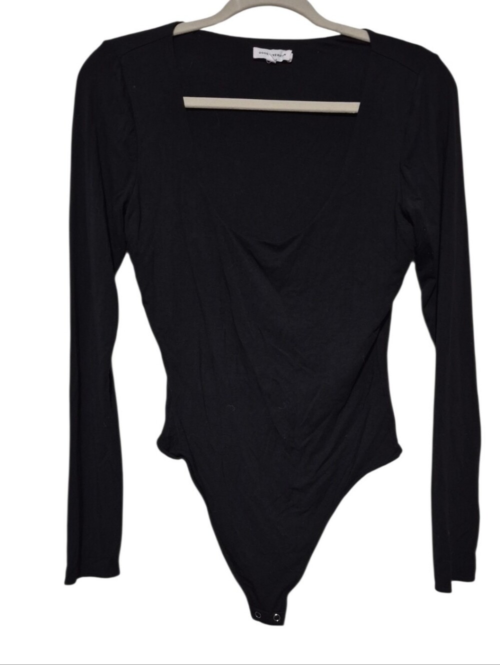 Good American Black Long Sleeve Scoop Neck Bodysuit Size 2